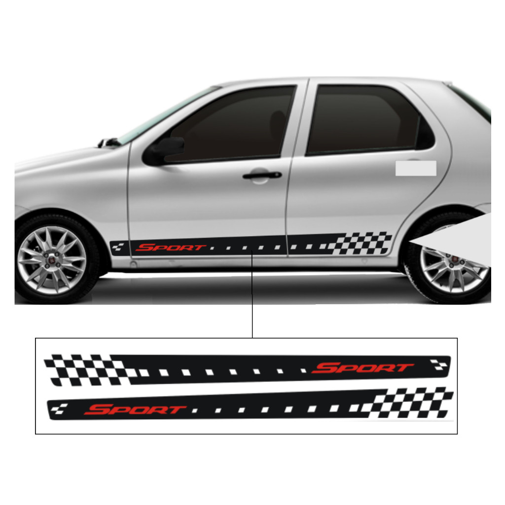 Adesivo Sport Faixa Lateral Para Palio Fire, Economy Adesivo Esportivo Tuning Para Carro