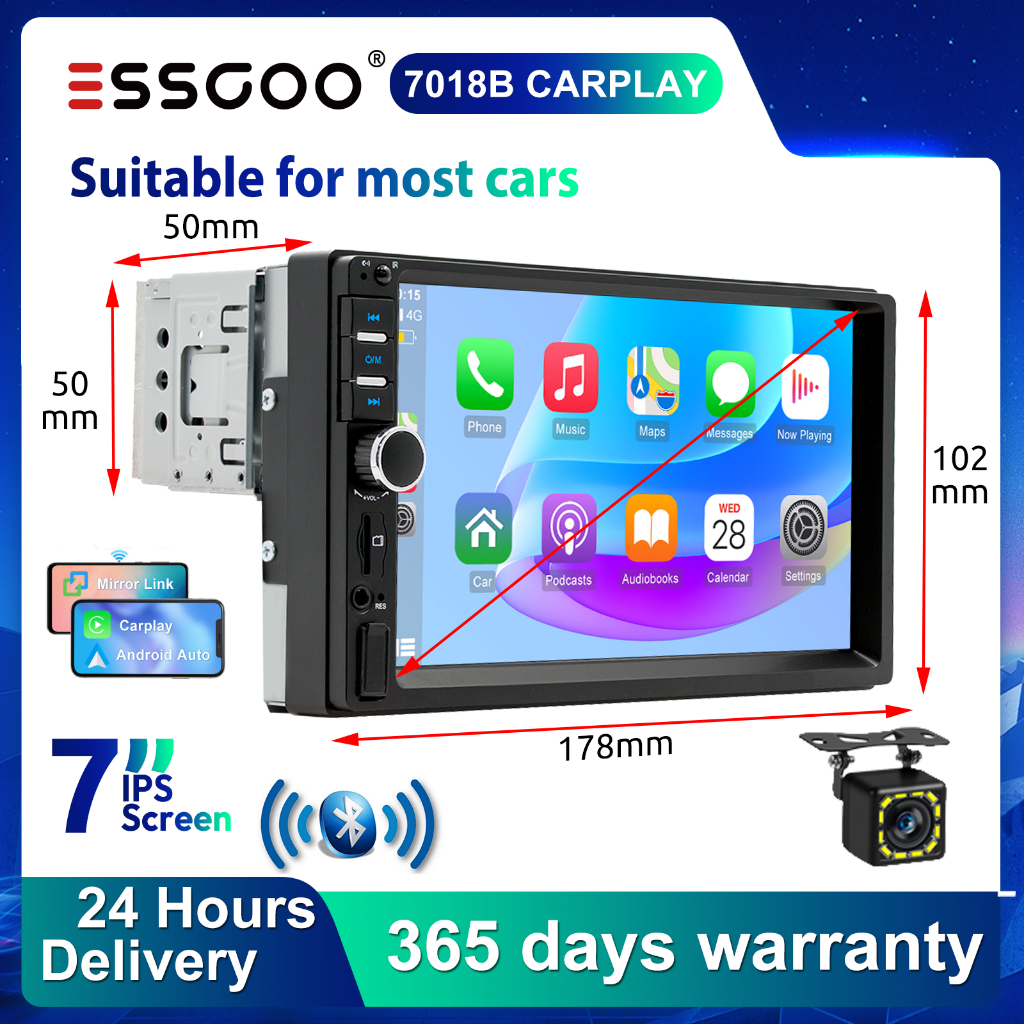 ESSGOO 7018B 1/2 Din Car Stereo 7 Polegadas HD Áudio Rádio Touch Screen Monitor MP5 Player Suporte TF FM BT USB Câmera