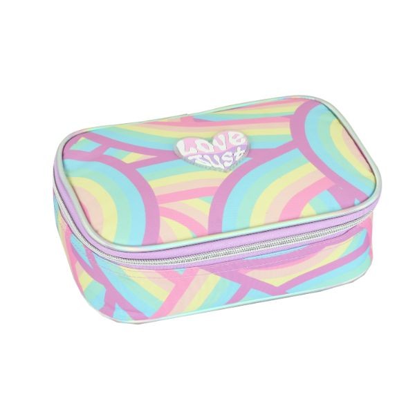 Estojo Box Organizador Juvenil Arco Iris Escolar Meninas