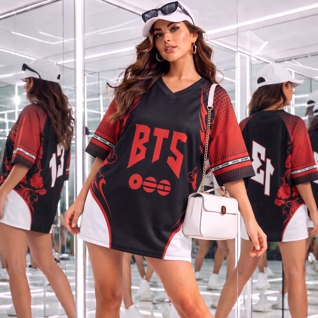 Camiseta Oversized Jersey BTS Bangtan Boys K-pop Tour Show Streetwear Moda Gringa Y2K  Swag Unissex