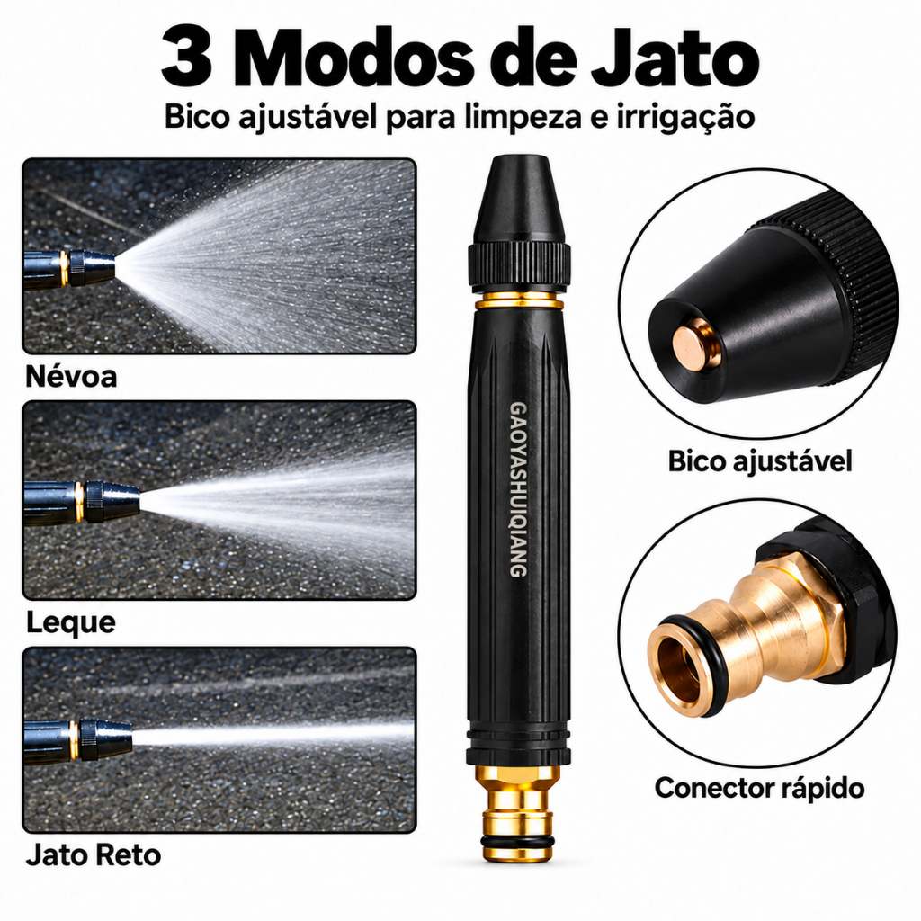 3-in-1 High Pressure Hose Nozzle Kit with Water Connector – Car Wash, Garden Watering & Cleaning