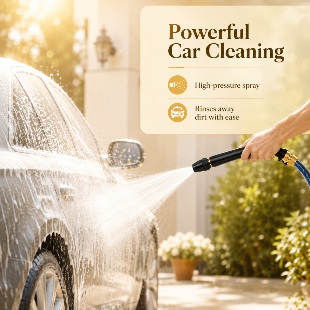High Pressure Hose Nozzle 3 In 1 Kit With Top Connector Heavy Duty Car Wash Garden Watering Spray