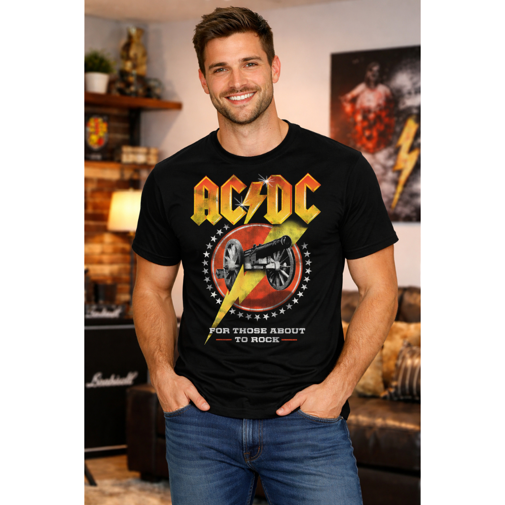 Camiseta blusa ACDC unisex 100% algodão malha macia e confortável 0195