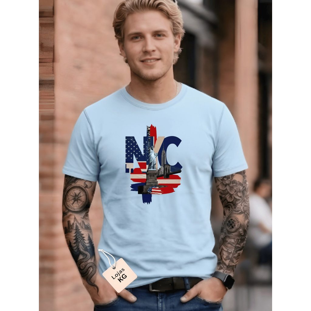 Camiseta Masculina NYC York Cristo Camisa 100% algodão malha macia 26.1