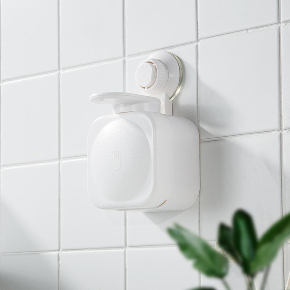 Dispensador De Sabão Para Montagem Em Parede Com Ventosa , PVC + ABS 16 * 8.5 * 6.5 Cm Bomba Manual Banheiro Sem Perfura