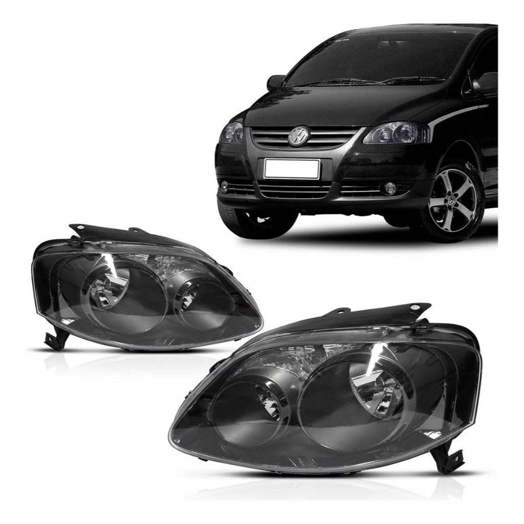 Farol Fox Crossfox Spacefox Máscara Negra Foco Duplo 2003 2004 2005 2006 2007 2008 2009 2010
