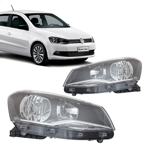 Farol Gol 2013 2014 2015 16 Foco Duplo Cromado Mascara Negra
