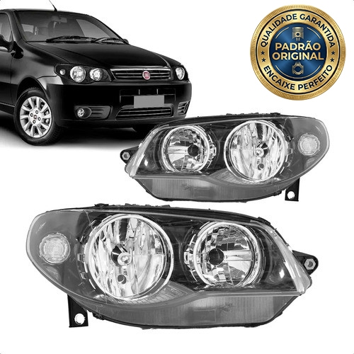 Farol Palio G3 2004 a 2015 Siena Strada Sapão Zoião Mascara Negra Anel Cromado Foco Duplo