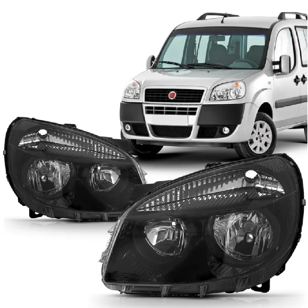 Farol Principal Doblo 2010 A 2021 Foco Duplo Mascara Negra