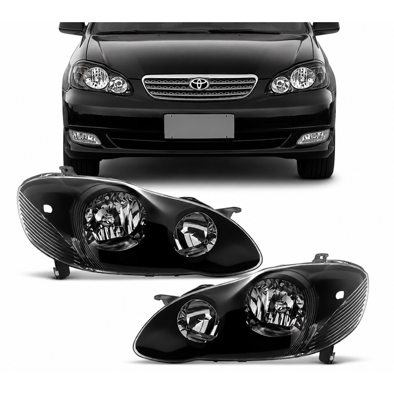 Par Farol Corolla 2003 2004 2005 2006 2007 Mascara Negra Foco Duplo Novo