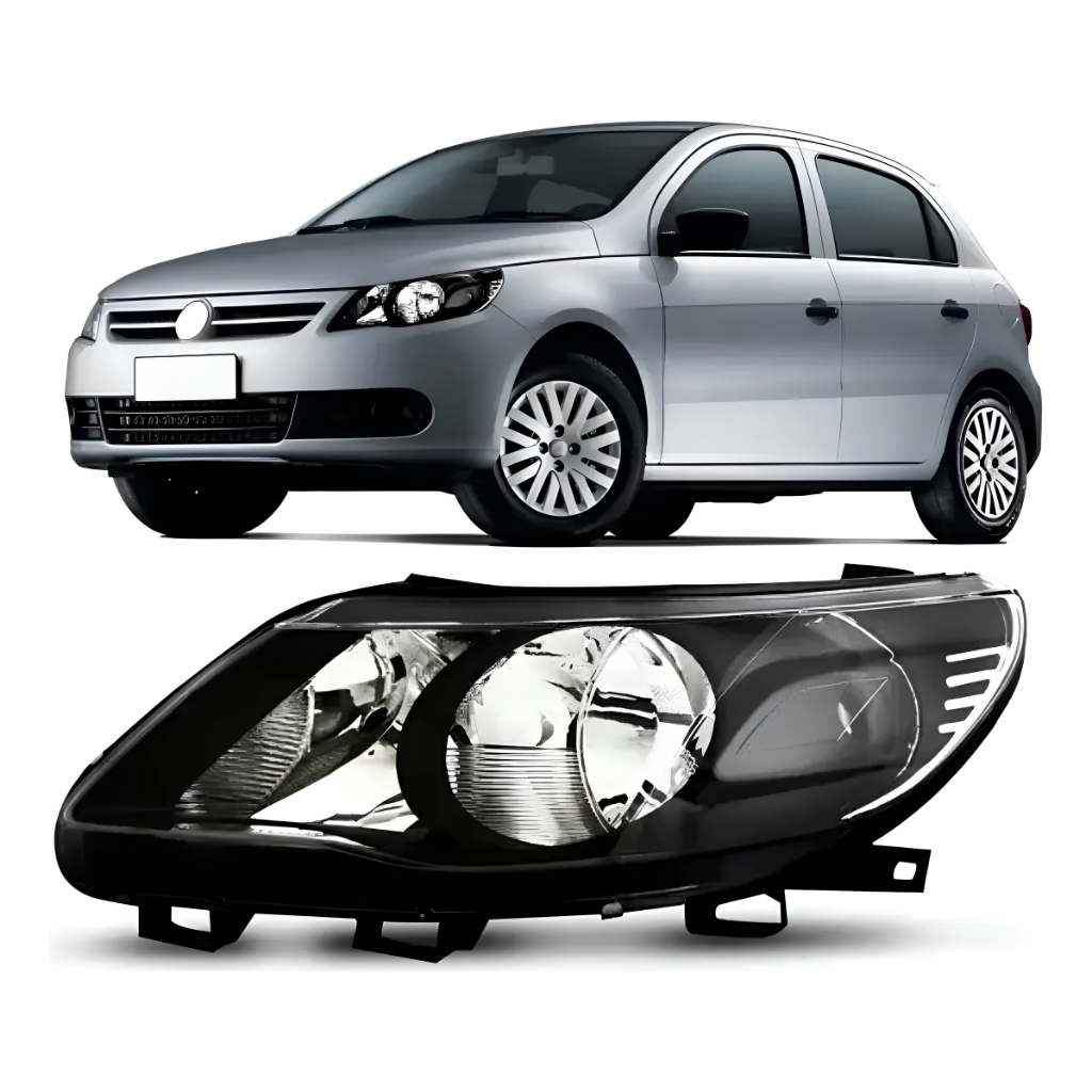 Farol Gol G5 Máscara Negra Foco Duplo 2009 a 2012 Esquerdo ou Direito
