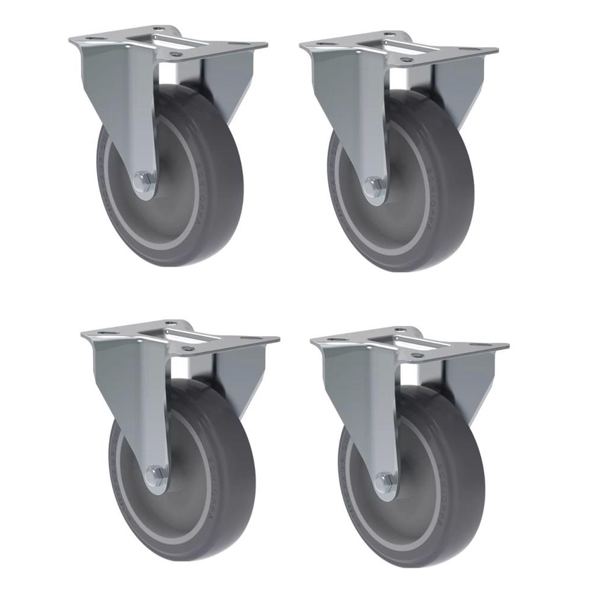 Rodizio Cinza Fixo com Placa FL412 - 4 Unid