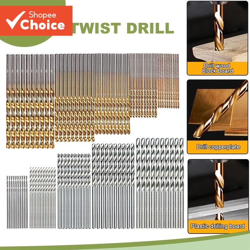 Um Conjunto De 50 Peças De Mini Brocas Helicoidais Revestidas De Titânio , De Haste Reta De 1-3mm Para Projetos DIY De M