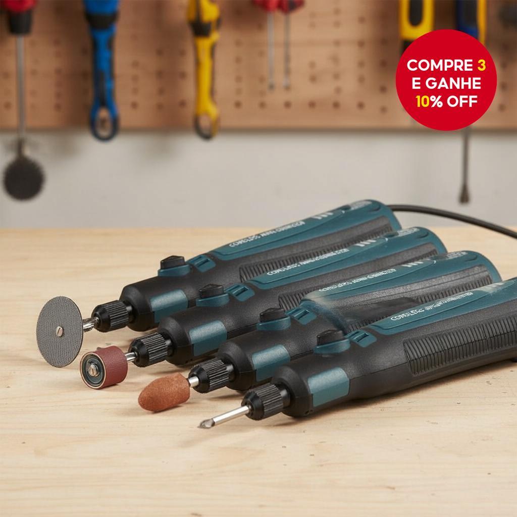 Conjunto de Mini Gravador e Polidor Sem Fio com Velocidade Ajustável (5000-10000-15000 RPM)