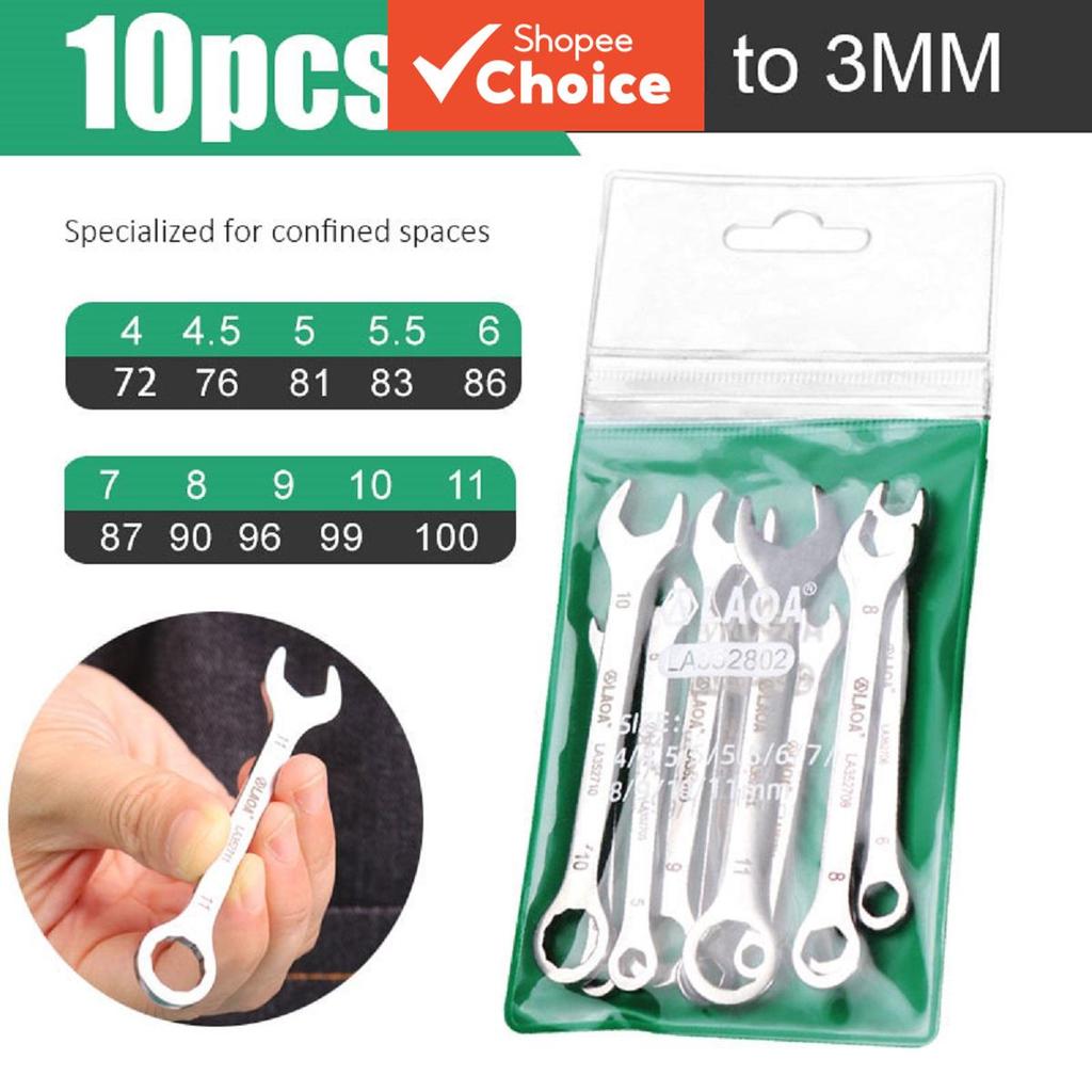 LAOA Mini Conjunto De Chave Combinada De 10 Peças 3 Mm Ultrafino Ferramenta De Aço Cromo Vanádio De Ponta Dupla 1
