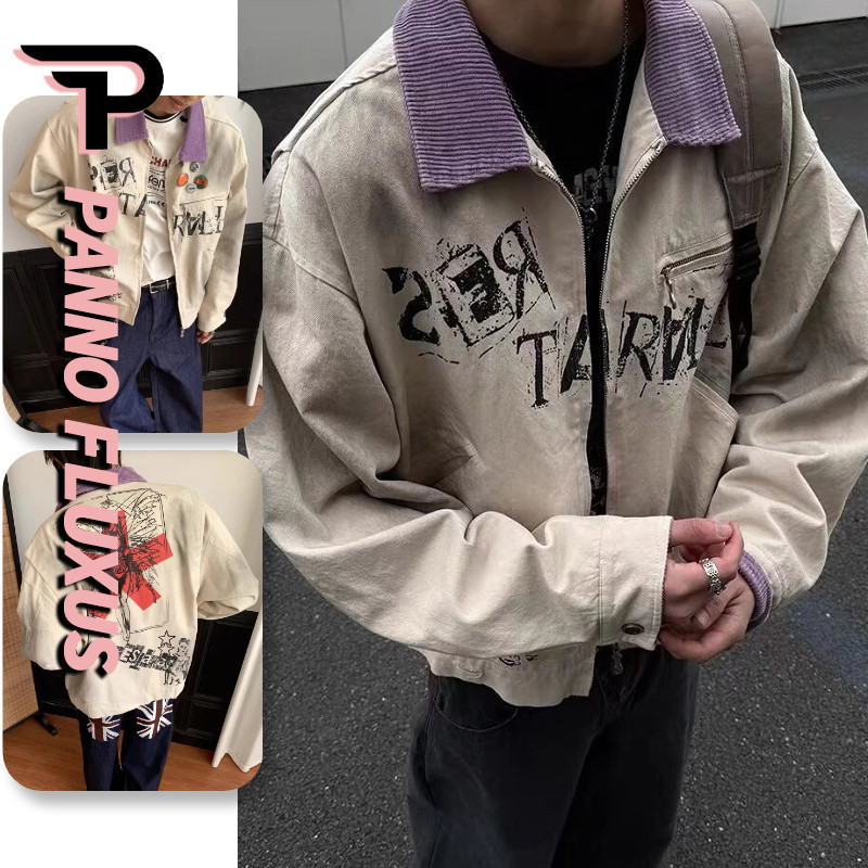 Jaqueta Jeans Masculina PannoFluxus , Estilo Americano , high-end , Pintada Em spray , graffiti Neutro