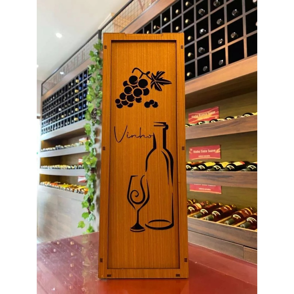 Porta Vinhos Lembrança MDF – Caixa Presente para Garrafa de Vinho  – Presente Elegante Armazenador