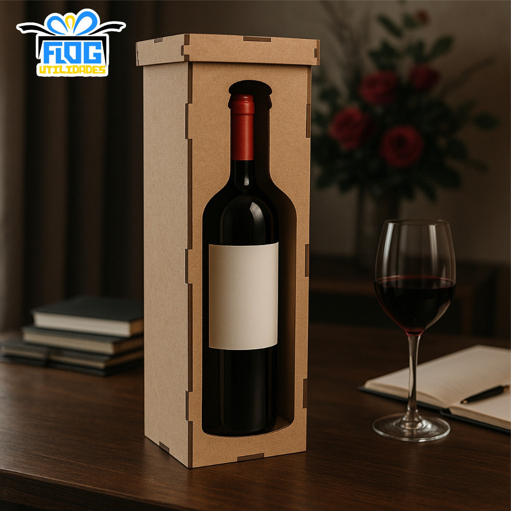Porta Vinho Caixa decoração - DECORATIVA EM MDF Organizadores p/ Casa Presente Aniversario Casamento