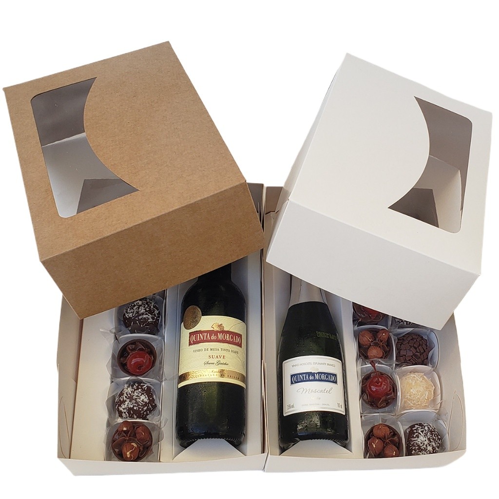 15 Caixas Branco e Kraft para Longneck, mini vinhos e doces (regulagem para 6 doces ou 12 doces)
