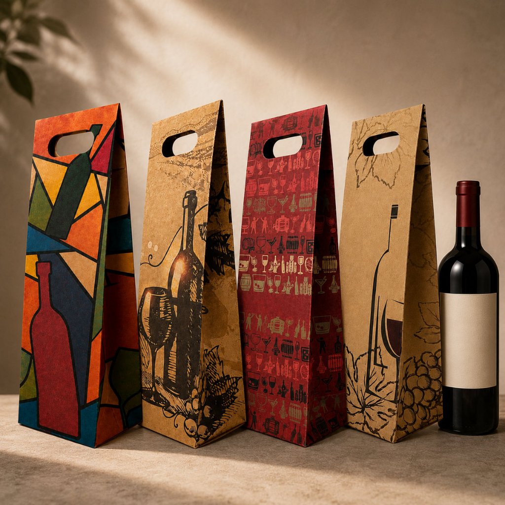 Kit 12/24/36 Sacolas De Papel Kraft Para Vinho Garrafa Cerveja Artesanal Reforçada Presente