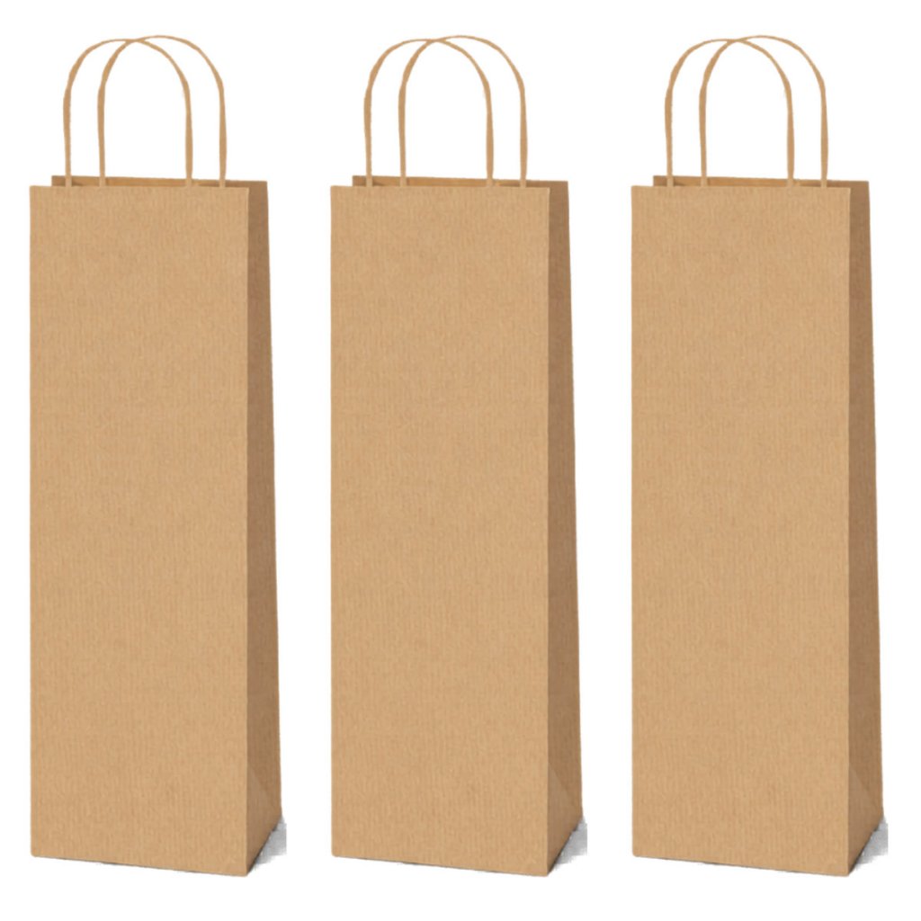 Kit 200 Sacolas Kraft para Vinho e Garrafas Venda Atacado