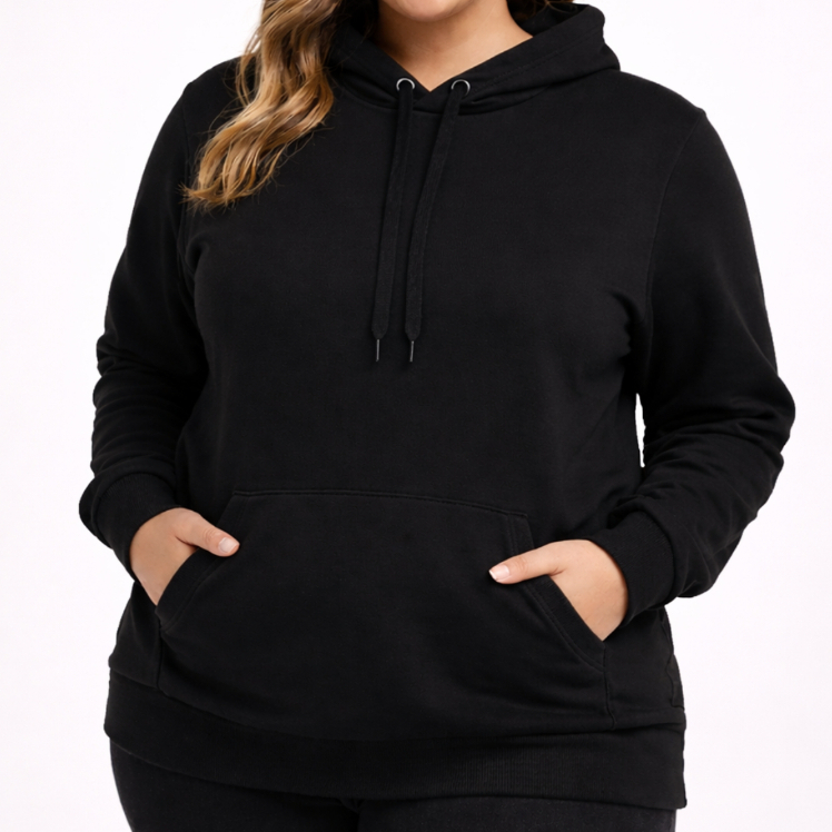 Moletom Canguru Feminino Plus Size Peluciado Flanelado Grosso Capuz Bolso Casaco Blusão Agasalho G1 G2 G3 Quentinho