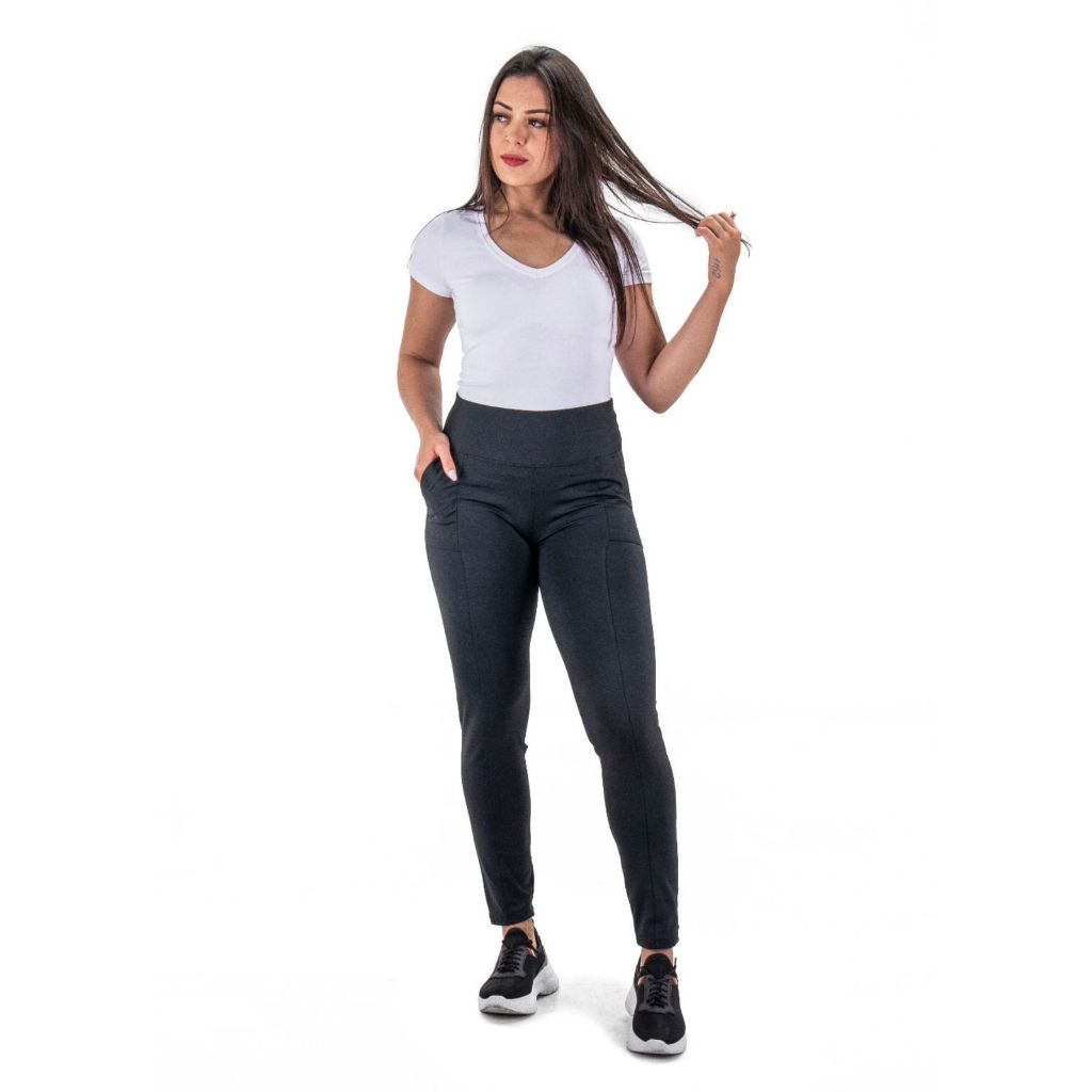 Calça Legging Montaria Com Bolso Tecido Grosso Para O Dia A Dia