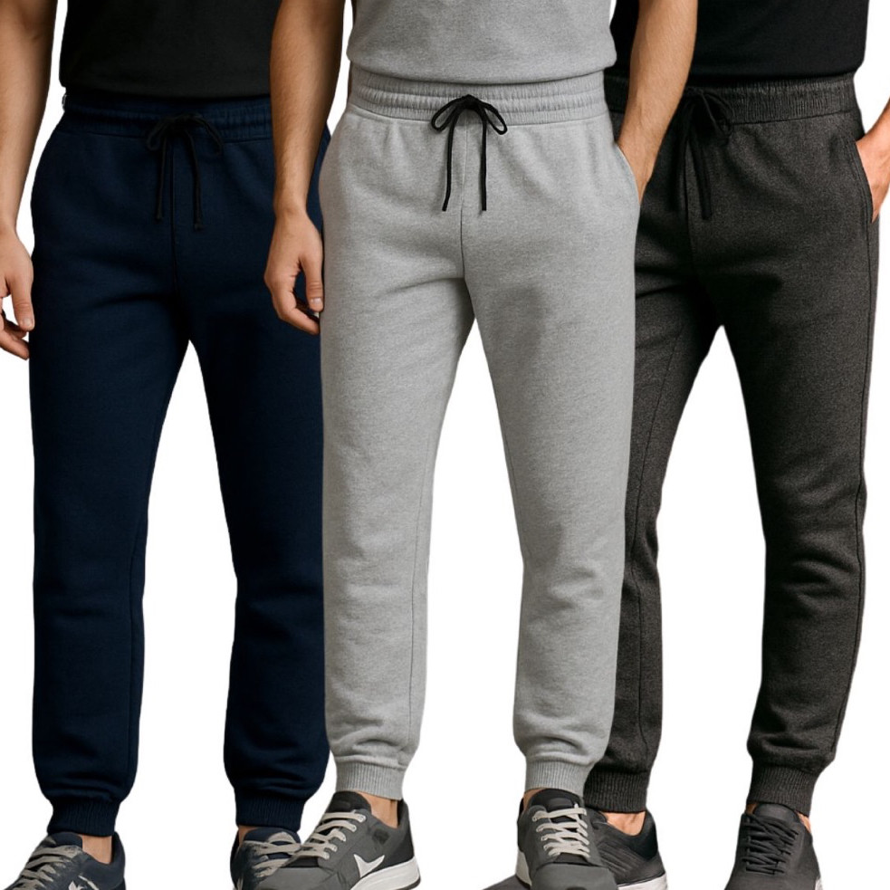 calça  moletom grosso masculina  algodão bolso com punho academia