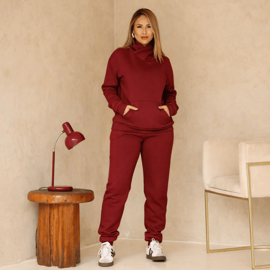Conjunto Moletom Feminino Canguru Liso Grosso Quentinho Premium Confortável Bolso Touca