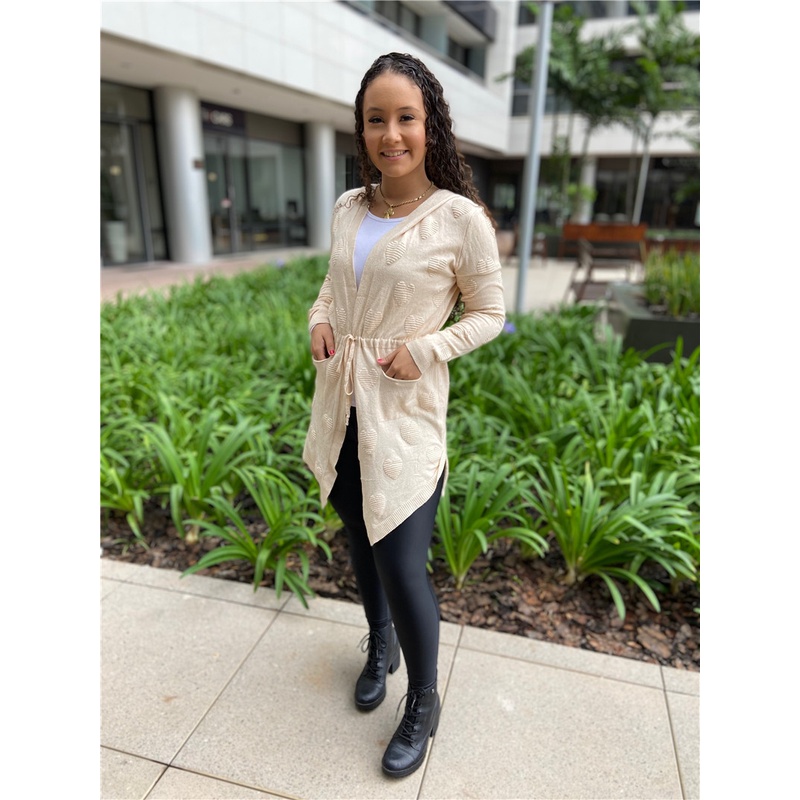 Kimono Cardigan La Trico Capuz Bolsos Laco Grosso Importado