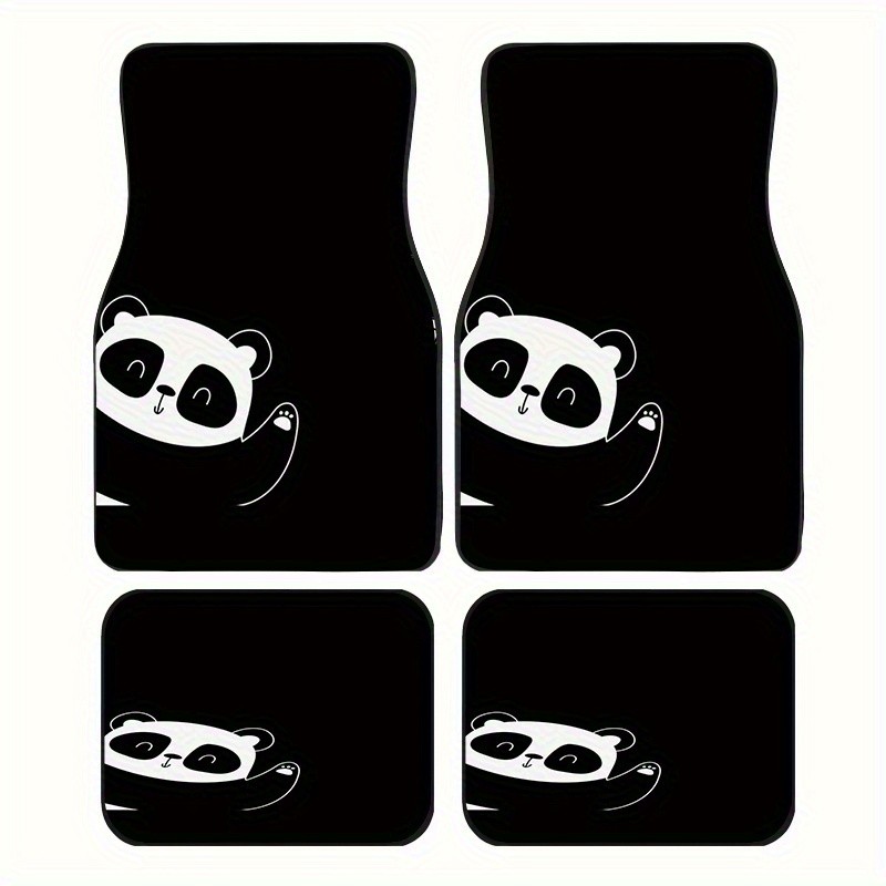Almofadas fofas para pés de carro Panda de 4 peças, assentos traseiros dianteiros com cobertura total, almofadas interna
