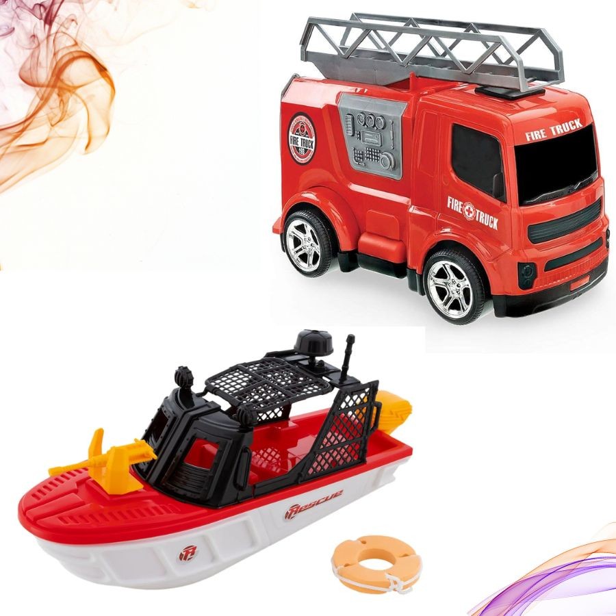 Barco Infantil Rescue Team Bombeiro Fire Truck Resgate Brincar Na Piscina Menina Menino