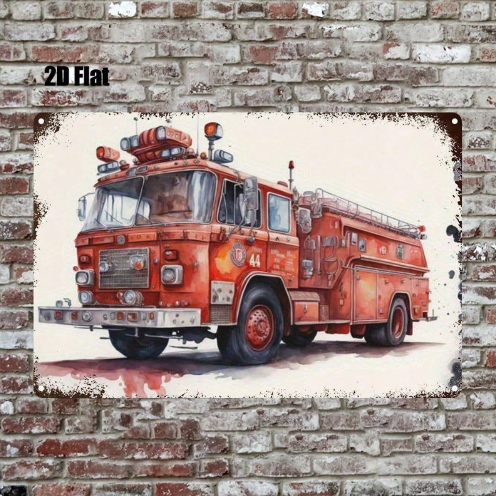 CIFbuy Vintage Red Fire Truck Metal Sign 8x12 Polegada Retro Decoração De Parede Presente