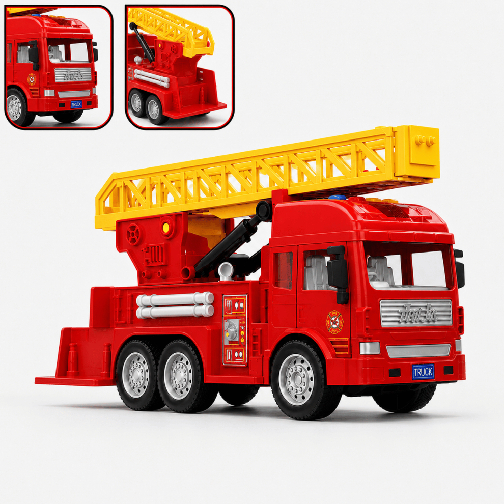 Caminhão Fire Truck Bombeiro com Sirene Luzes e Escada Articulada Infantil