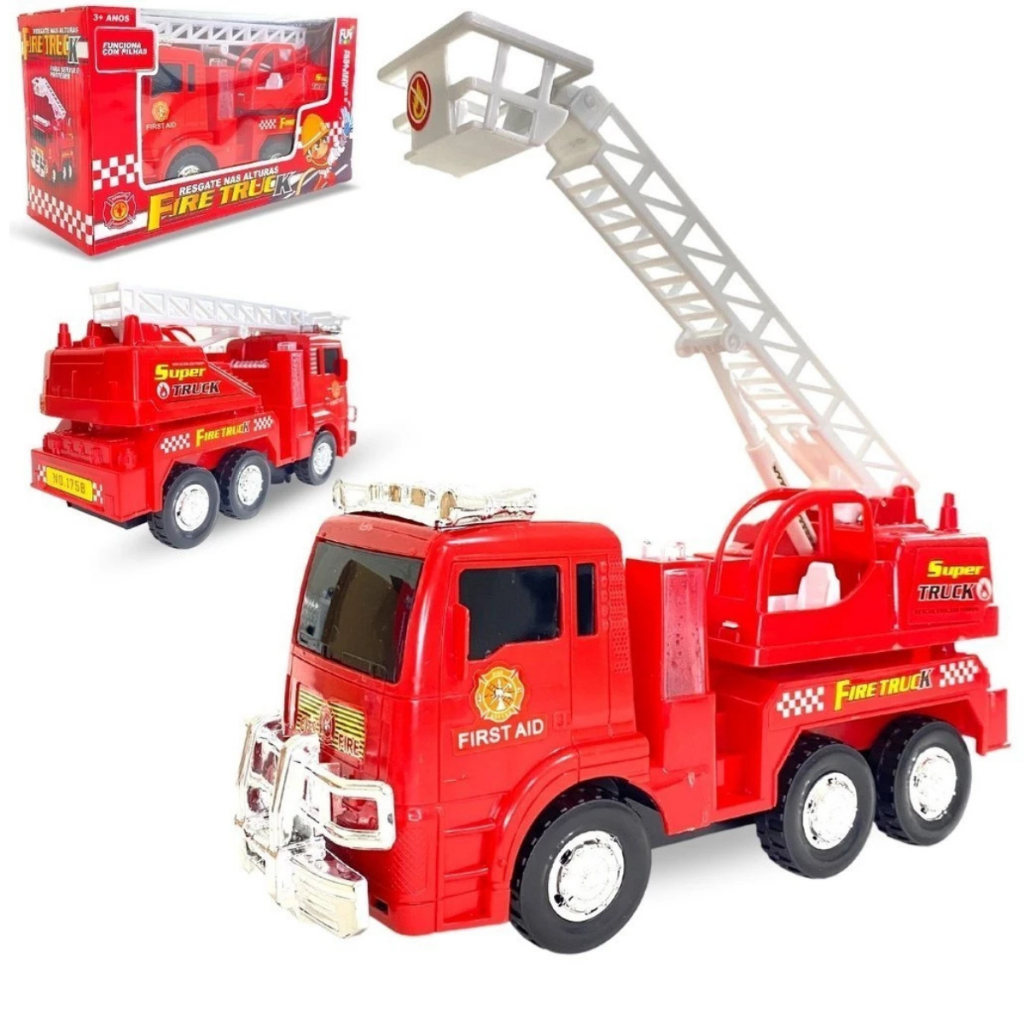 Caminhão de Bombeiro Infantil com Luz, Som e Movimento – Fire Truck