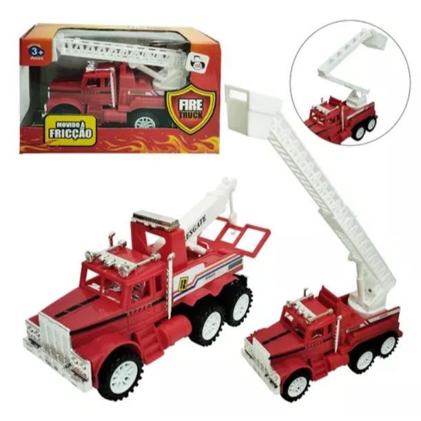 Brinquedo Infantil Carro Caminhao Fricçao Escada Guincho Bombeiro Fire Truck Presente Criança