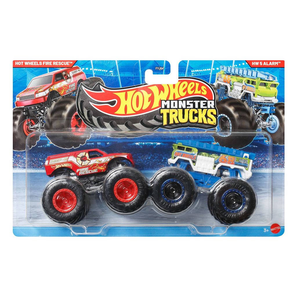 Pack com 2 Monster Trucks - Fire Rescue vs HW 5 Alarm - 1/64 - Hot Wheels