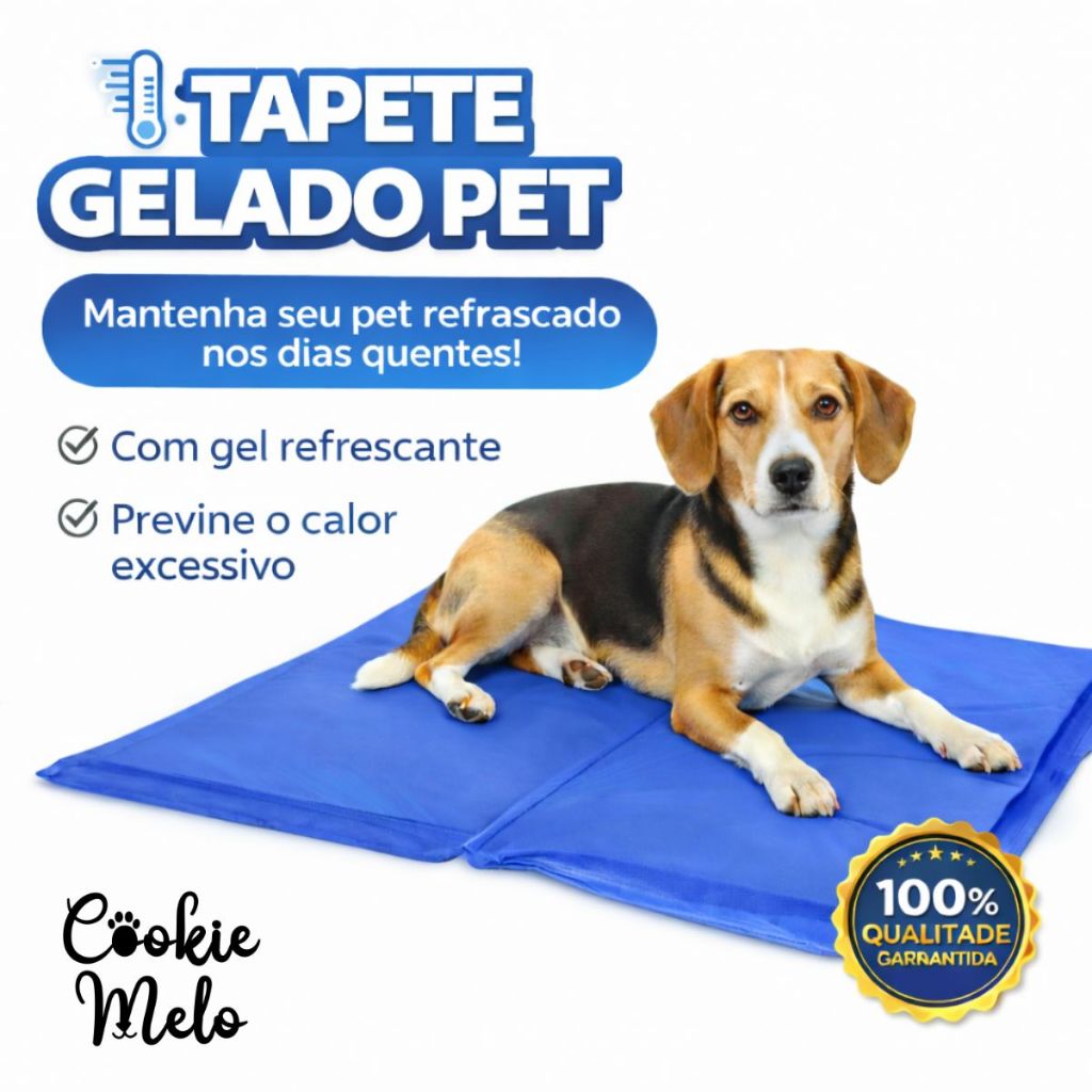 Tapete Gelado 40x50 para Pets Refrescante Calor Cachorro e Gato Colchonete Azul Conforto Verão