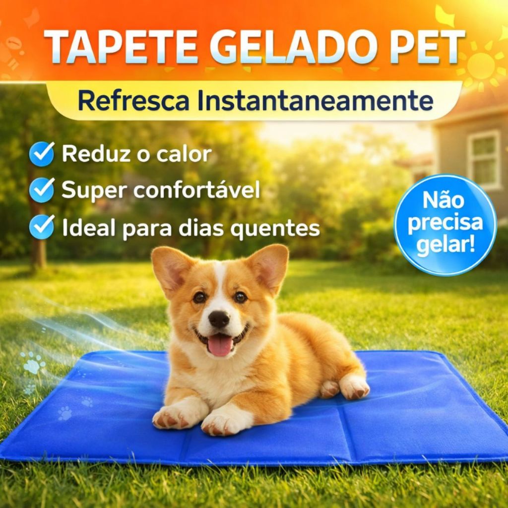 Tapete Gelado Pet Refrescante Azul 40x50 Anti Calor Cachorro Gato Para Dias Quentes Verão