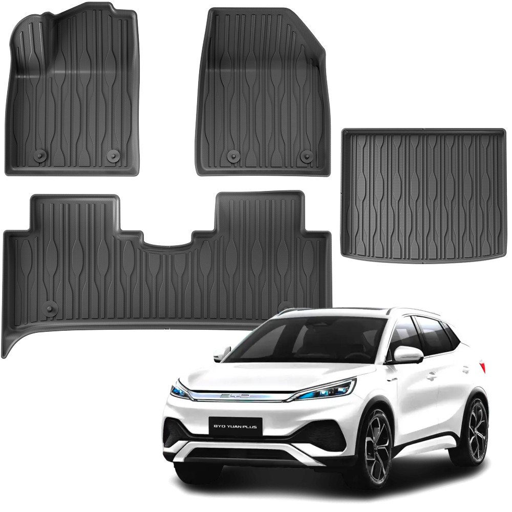 Conjunto Jogo Completo Tapete Automotivo Premium Bandeja De Borracha Para Carro BYD Yuan Plus 4PCS