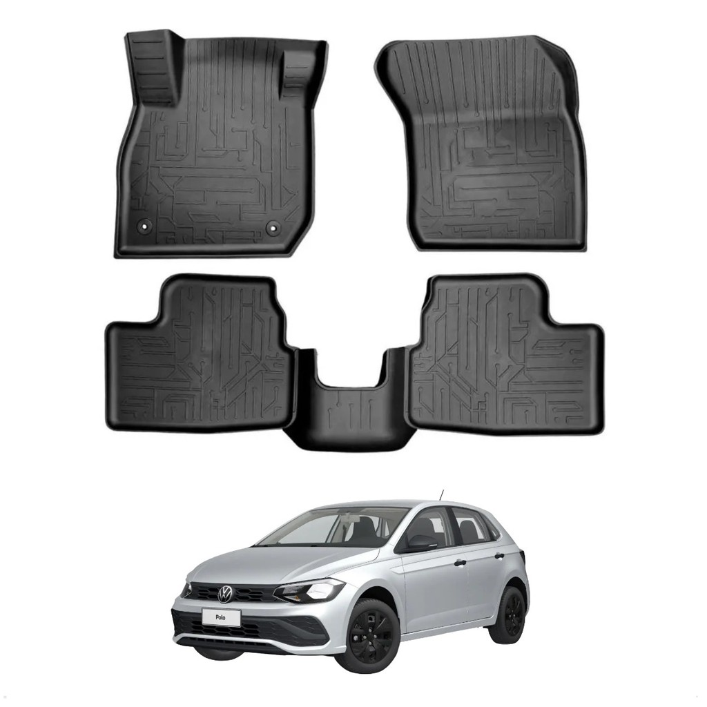 Tapete Bandeja Vw Polo 2017 Até 2026 4pç Bordas Elevadas