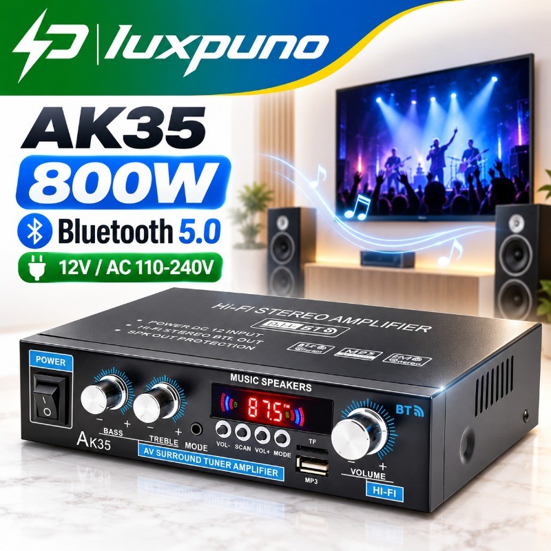 AK35 Mini Amplificador 800W 2CH Kit Doméstico Subwoofer Para Alto-falantes De Carro E Casa Com FM , USB E Hi-Fi
