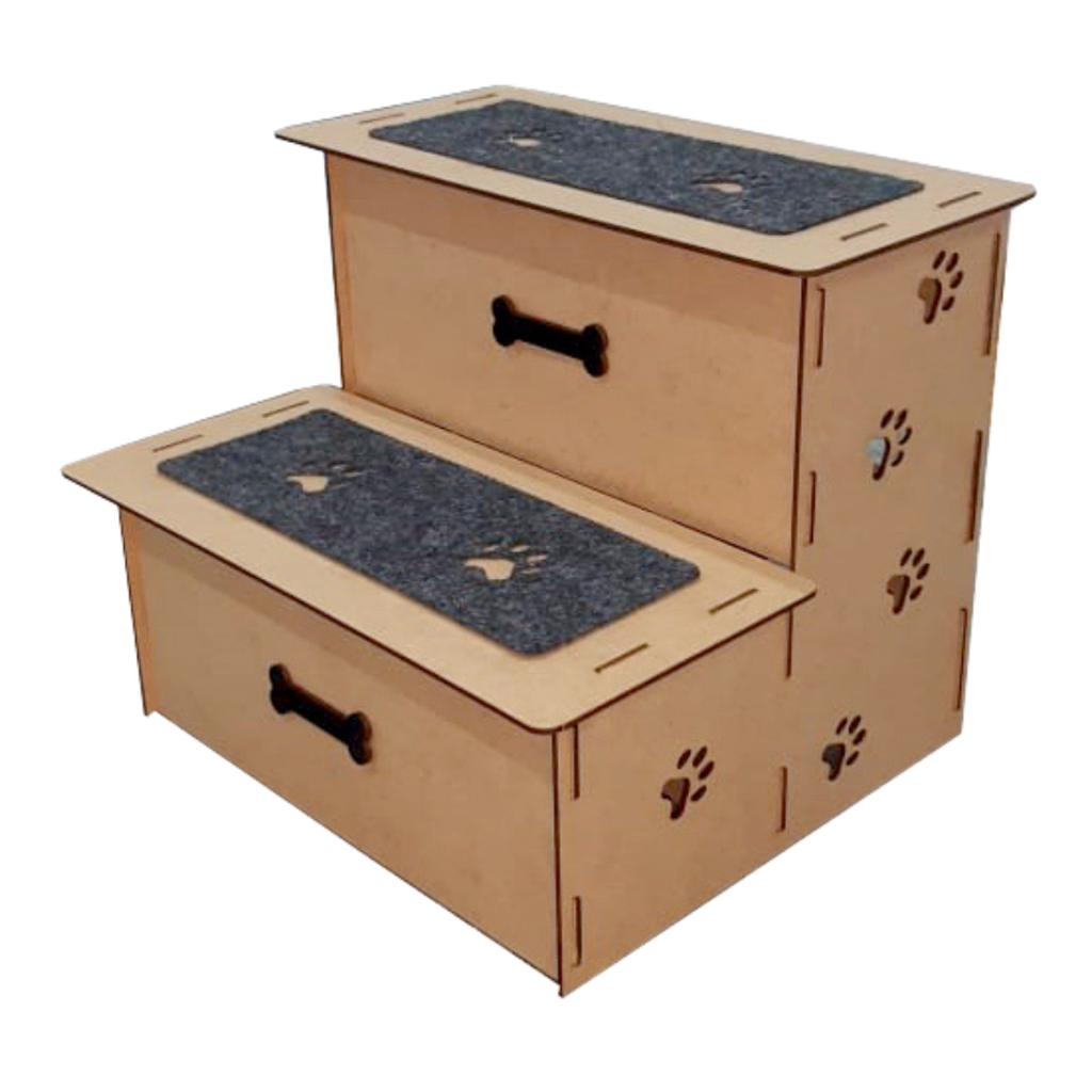 Escadinha Pet Cachorro Gato 2 Degraus Mdf Sofá Cama