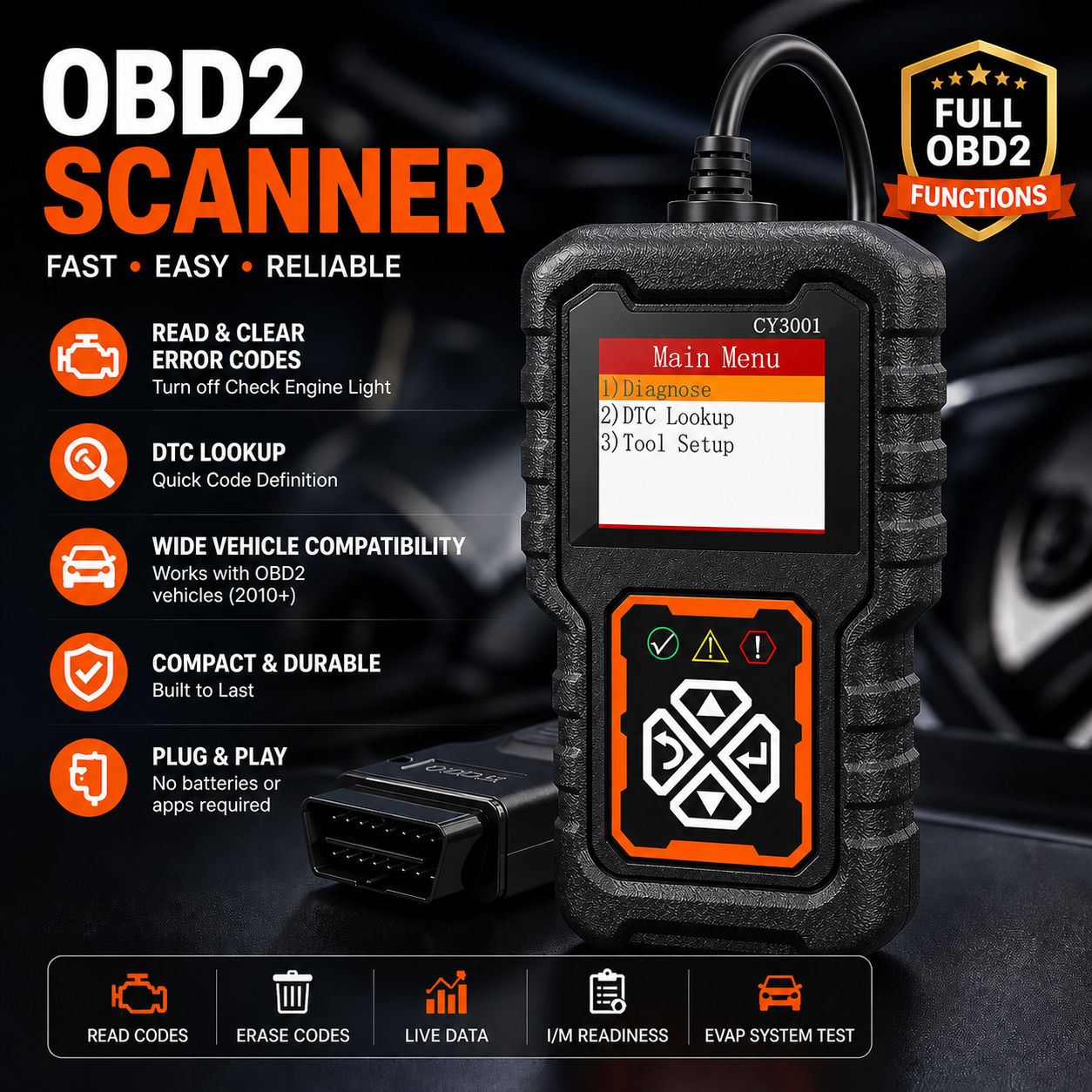 Scanner Obd2 Para Mais De 2010 Carros Asiáticos Podem Diagnóstico , Leitura De Códigos De Falha Claros , Compatível Com