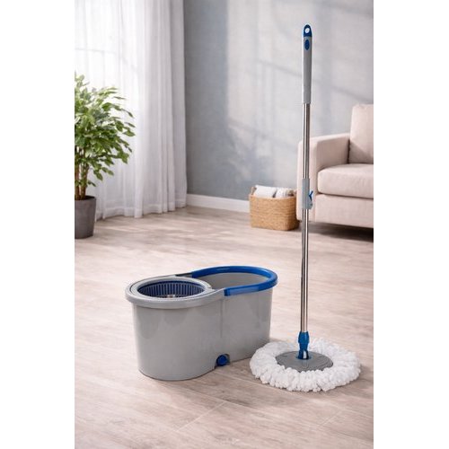 Mop giratório 360 CLEAN TECH 13 litros microfibra cabo aço inox cinza azul sortida