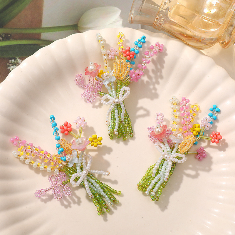 Verão dopamina floresta colorido trigo orelha buquê diy artesanal doce lado clipe cocar caso de telefone decoração
