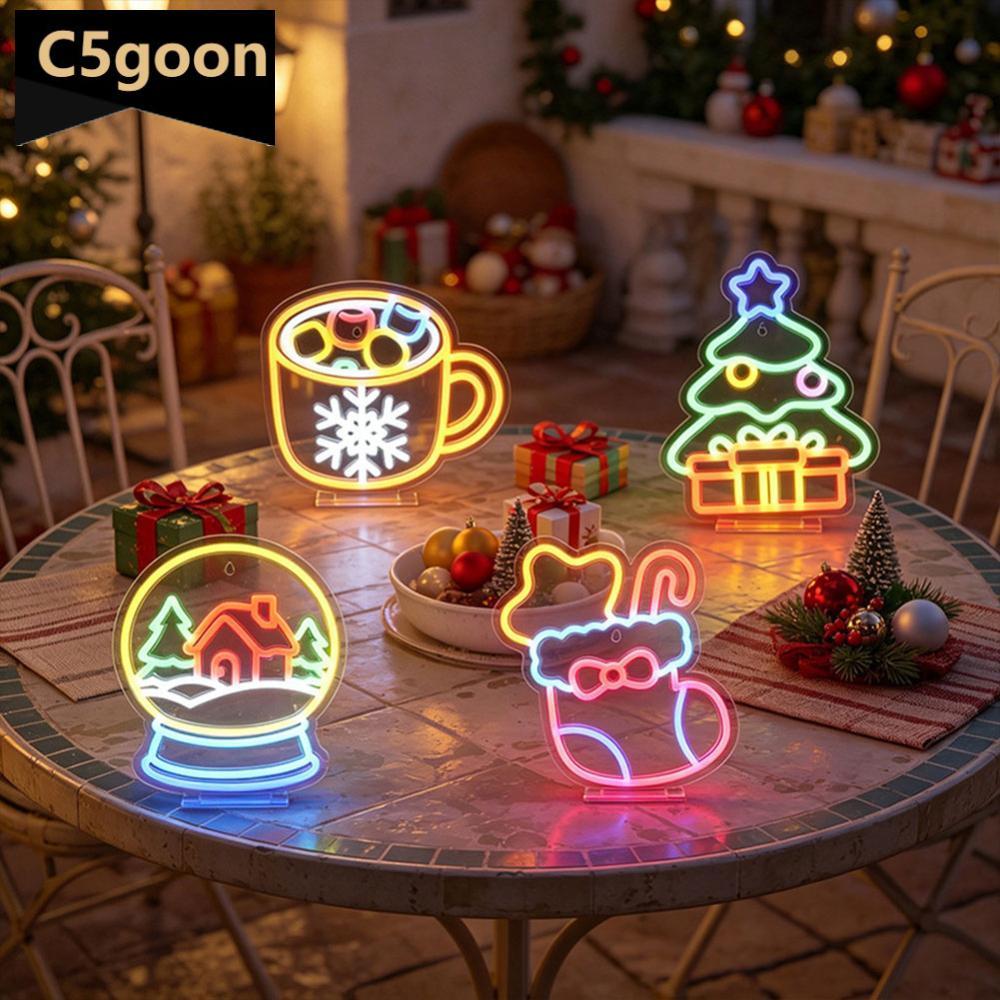 C5GOON USB Plug In Desktop Pendurado Dupla Utilização Natal Acrílico LED Neon Light Strip Colorido Atmosfera Decoração P