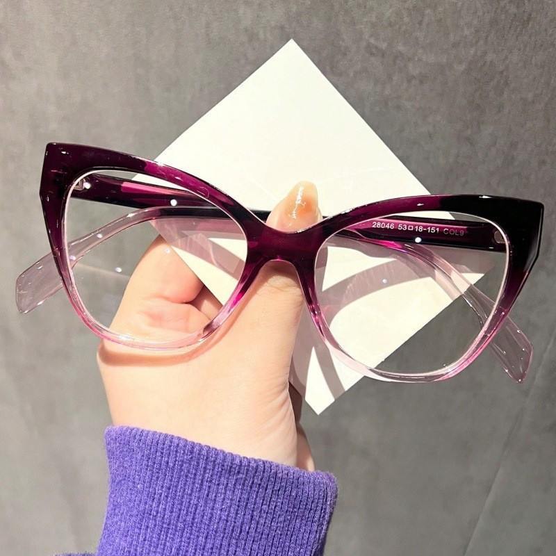 Fashion Square Cat Eye Gradient Color Glasses Frame Retro Ladies Men Transparent Novo Estilo Anti-Blue Light Trendy Glas