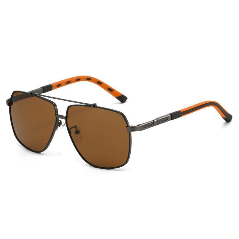 Óculos de Sol Polarizados Fashion Square para Homens, Armação de Metal, Lentes UV400 Anti-reflexo para Condução e Viagen