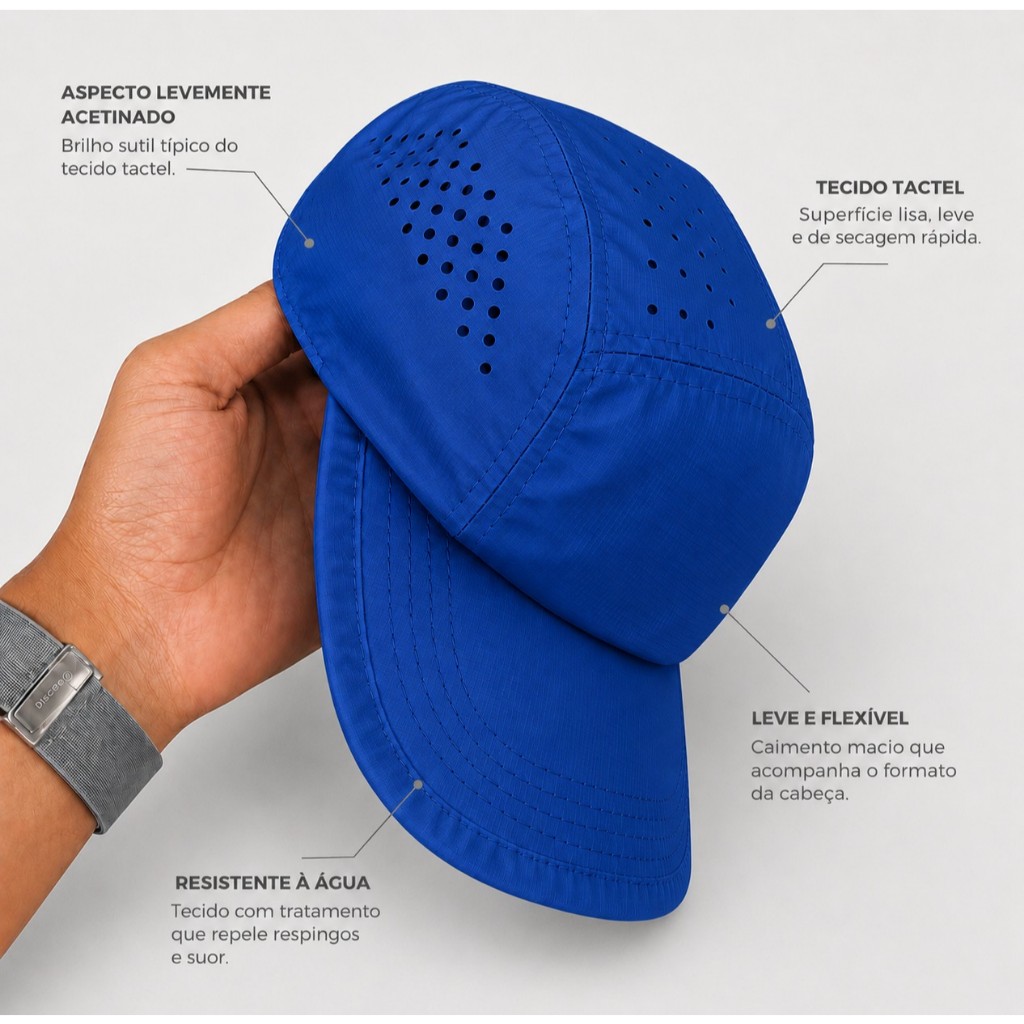 Boné de Corrida Running Respirável Com Furos Ventilados Dry Fit Azul - Pronta Entrega